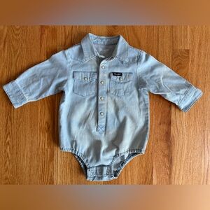 Wrangler Light Blue Denim Baby Onesie, Size: 24 months